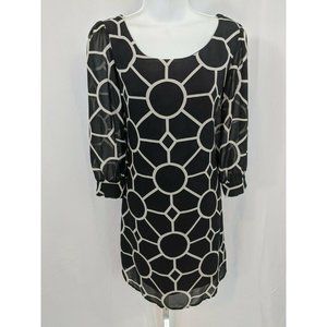 Want & Need Black and White Chiffon Shift Dress Size M